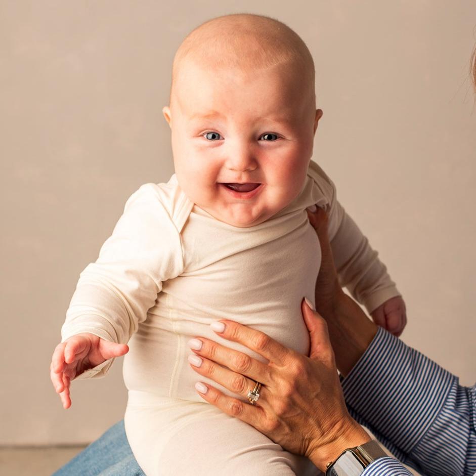 Bamboo Baby Long Sleeve Body - CREAM-1