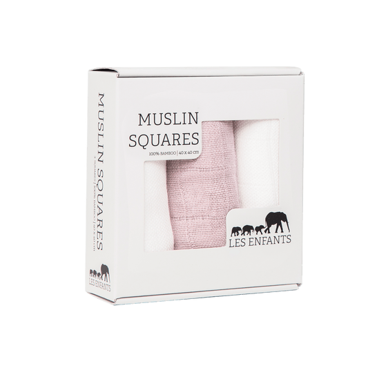 Muslinrutor - Rosa / Vit