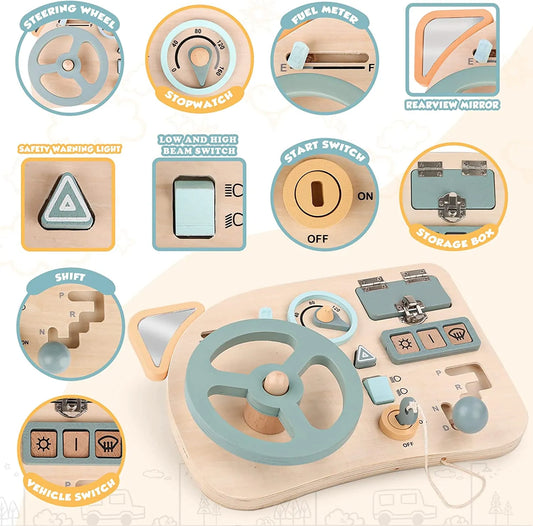 Montessori Wooden Sensory Tablet Car Dashboard for Children-0